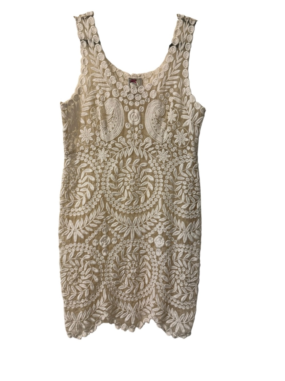 Yoana Baraschi Cream and White Embroidered Lace Mini Dress